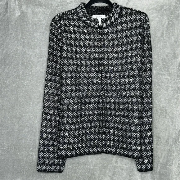 White House Black Market Womens Blazer XL Black Tweed Texture Jacket Long Sleeve - Picture 2 of 8